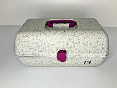 Vintage Caboodles California  2-Tier Makeup Case Organizer Pink/Speckled Grey - Image 1 of 4