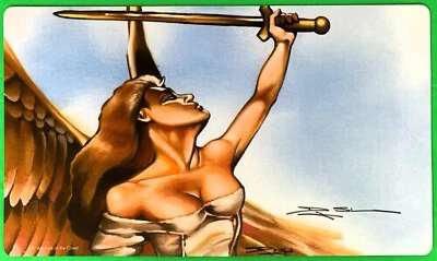 Serra Angel Play Mat MTG SIGNED Playmat Douglas Shuler OFFICIAL Wizards Magic - Image 1 of 2
