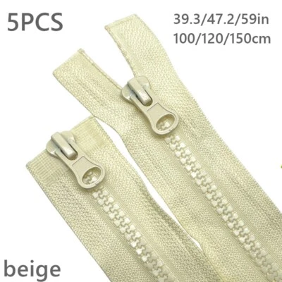 5PCS 5# 100/120/150cm Double-sided Resin Zipper Open-end for Sewing Supplies - Image 1 of 4