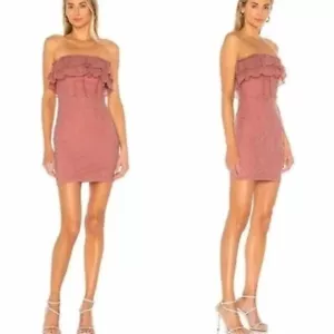 Majorelle Kleid Small Coda Spitze Rüschen Trägerlos Mini Blush Pink - Bild 1 von 10
