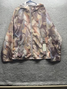 All in Motion Jacket Mens Hooded Windbreaker Brown Stone Or Green Camouflage - Picture 1 of 6