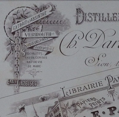 Planche imprimeur Absinthe Sion Yverdon Art Nouveau Jugendstil no Mucha 1900 - Photo 1/2