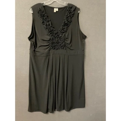 Madison Black Ruffle Detail Dress 3X Plus Women’s Sleeveless Elegant Style - Image 1 of 4