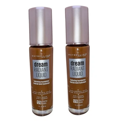 Pack of 2 Maybelline Dream Radiant Liquid Hydrating Foundation, Mocha # 128 - Image 1 of 4