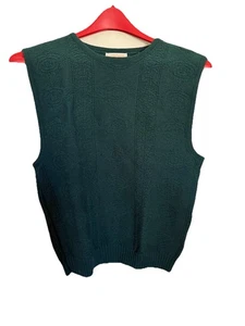 Vintage 80s Pendleton 100% Virgin Wool Green Women XL Sweater Vest - Picture 1 of 6