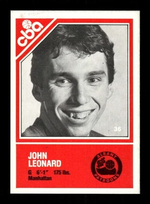 1982-83 TCMA CBA Albany Patroons 36 John Leonard XRC Manhattan EXMT-NM very rare - Image 1 of 2