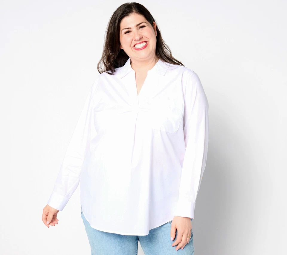 Blusa Pullover Joan Rivers Colección Clásica con Detalles de Espalda Blanca 1X Nueva Foto 1 de 1