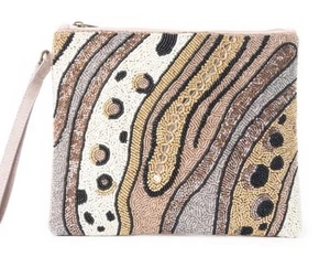 Myra Bag 12181 FLOWING RIVER Wristlet Pouch In Brown Sequins - Picture 1 of 4