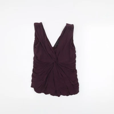 Blusa para mujer Coast púrpura sin mangas cuello en V acanalada talla 12 Foto 1 de 4