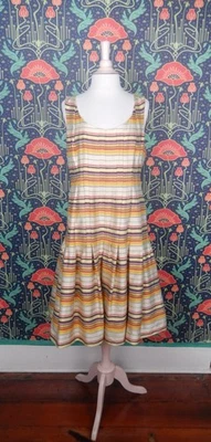 Vestido plisado sin mangas de seda a rayas morera Akris Punto For Saks 12 Foto 1 de 4