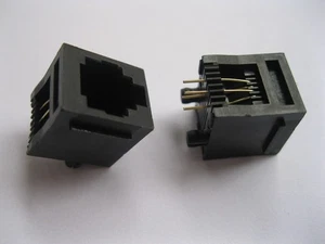 100 pcs RJ11 Modular Network PCB Jack Connector 52 6P4C Top Entry New - Afbeelding 1 van 3