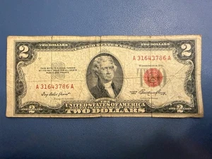 1953 $2 Bill With Serial Number 31643786 A - Picture 1 of 3