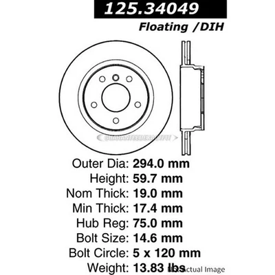 Disco de rotor de freio traseiro central GAP para BMW 328i 325Ci - Imagem 1 de 2