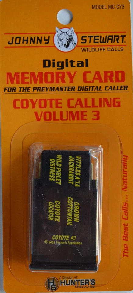 JOHNNY STEWART COYOTE CALLING VOLUME 3 PREYMASTER MEMORY CARD PM-3 & PM-4 NEW - Image 1 of 1