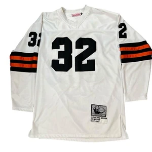 Authentic Jim Brown 52 L Mitchell & Ness 1957-65 Cleveland Browns White Jersey - Picture 1 of 16
