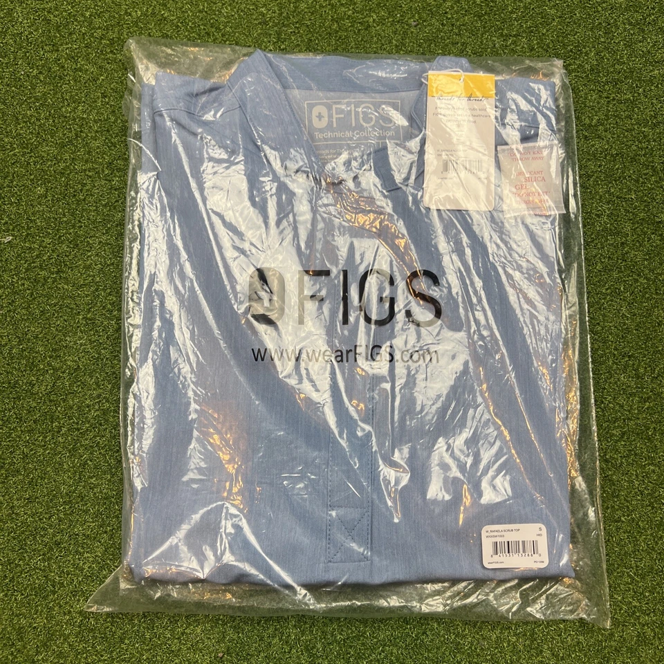 Figs Rafaela Oversized Scrub Top Blue Side Pockets Women's Sz Small