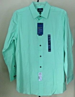 APT. para hombre nuevo con etiquetas Camisa de vestir 9 LS talla 161/2 32/33 verde menta calce ajustado algodón elástico Foto 1 de 4