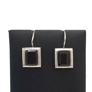 Vintage 70s Earrings Monachina Silver 925 Natural Garnet Made in Italy - Picture 1 of 10