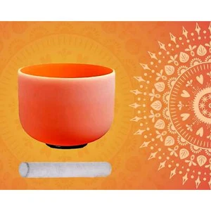 7" Kristall Quarz Klangschale, Meditation, Sakralchakra - Orange - Bild 1 von 1