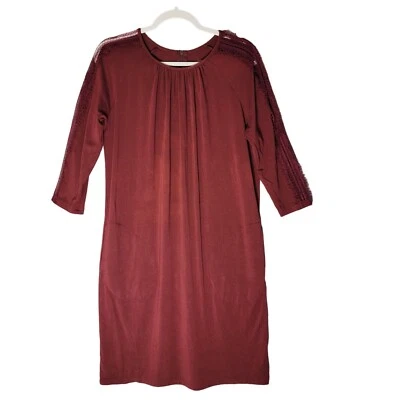 Vestido Granate Hill Para Mujer S Tejido Cambio Borgoña Encaje Elastizado Bolsillos Tencel Foto 1 de 4