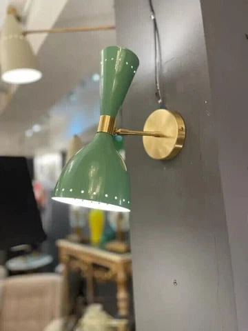 Pair of Sconces in the Style of Stilnovo in Green "Tiffany", Italy 1970s Cover