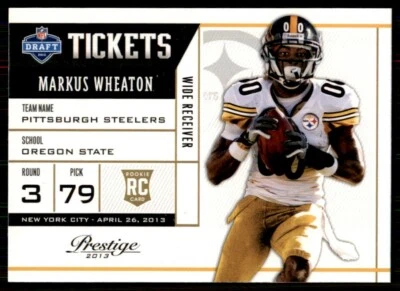 2013 Panini Prestige NFL Draft Tickets Markus Wheaton Pittsburgh Steelers #14 - Image 1 of 2