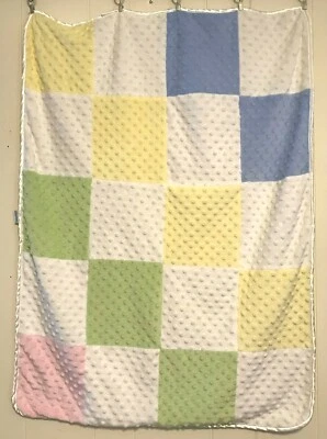 Детское одеяло Just Born синее розовое зеленое розовое и белое желтое шерпа лоскутное одеяло - Изображение 1 из 4