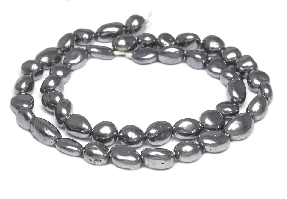 😏 Terahertz Stein rundlich-ovale Nuggets ca. 6-10 mm Perlen Strang für Kette 😉 - Bild 1 von 1