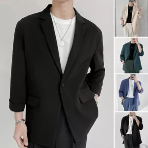 UK STOCK Men Single Breasted Blazer Jacket Office Formal Blazer Coat Outwear Top - Picture 1 of 15