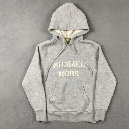 Michael Kors Maglione Donna Media Lana Pullover Felpa Felpa Felpa Con Cappuccio Logo Incantesimo