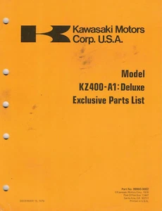NOS Genuine Kawasaki Dealer/Owner's Parts List/Schematic Manual KZ400 1977 - Picture 1 of 3