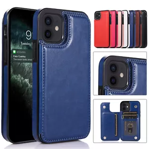 Flip Leather Back Cover Case for iPhone 12 13 14 15 16 Pro Max 14Plus 16E Xs Max - Picture 1 of 19