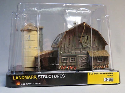 WOODLAND SCENICS HO SCALE OLD WEATHERED BARN BUILT & READY farm silo WDS5038 - Image 1 of 4