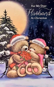 Tarjeta de Navidad Romántica PARA MARIDO, Linda Fecha de Oso de Peluche ➖� Saludos Galantes +✉�� - Imagen 1 de 4