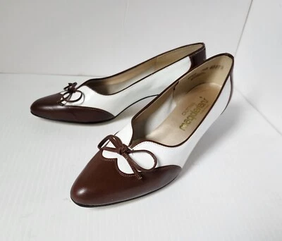 Vintage Magdesian "Alcot" White + Brown Wingtip Pumps- US 7.5 N - Image 1 of 4