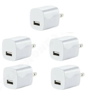 5x White 1A USB Power Adapter AC Home Wall Charger US Plug FOR iPhone 5 6 7 8 X - Picture 1 of 1