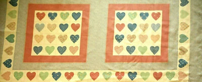 Panel de tela 2 frentes de almohada de corazón azul polvoriento rosa verde beige algodón de colección C Foto 1 de 2