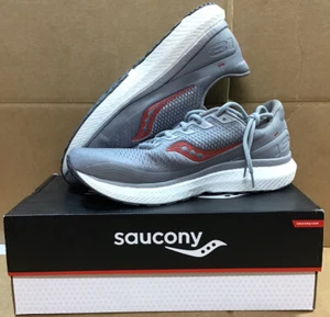 Saucony Mens Triumph 18 Running Shoes Alloy/Red - Picture 1 of 7