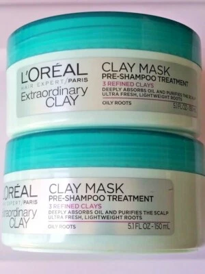 2X L'OREAL PARIS Hair Expert Extraordinary Clay Pre-Shampoo Mask Oily Roots New - Image 1 of 4