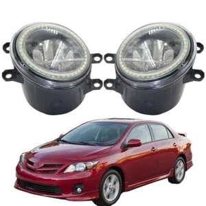 LED Fog Light + Angel Eye Rings Daytime Running Lights DRL For Toyota Corolla - Picture 1 of 9