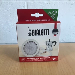 Bialetti 12 Cup Moka Express Pot 1 x Filter + 3 x Gaskets - Boxed-Made in Italy - Picture 1 of 2