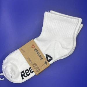 3 Pairs Mens Reebok White Anklet Essentials Training Socks 10-13 Black Heel Logo - Picture 1 of 2