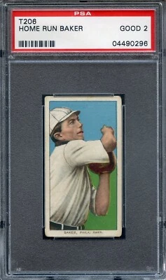 1909-11 T-206 Home Run Baker PSA 2 Centered Philadelphia Athletics 0296 - Image 1 of 2