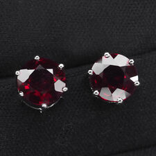Crimson Red Spinel Rare Round 8.60Ct 925 Sterling Silver Handmade Stud Earrings