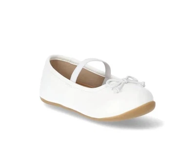 Zapatos planos de ballet con lazo talla 5 para niñas pequeñas Wonder Nation • blancos Foto 1 de 4