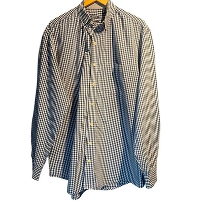 IZOD XLT 码长袖纽扣衬衫蓝色白色格子工作办公室  — 第 1/4 张图片