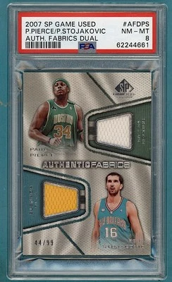 2005 SP Game Used Paul Pierce/ Stojakovic Authentic Fabrics Dual /99 #AFDPS PSA8 - Image 1 of 2