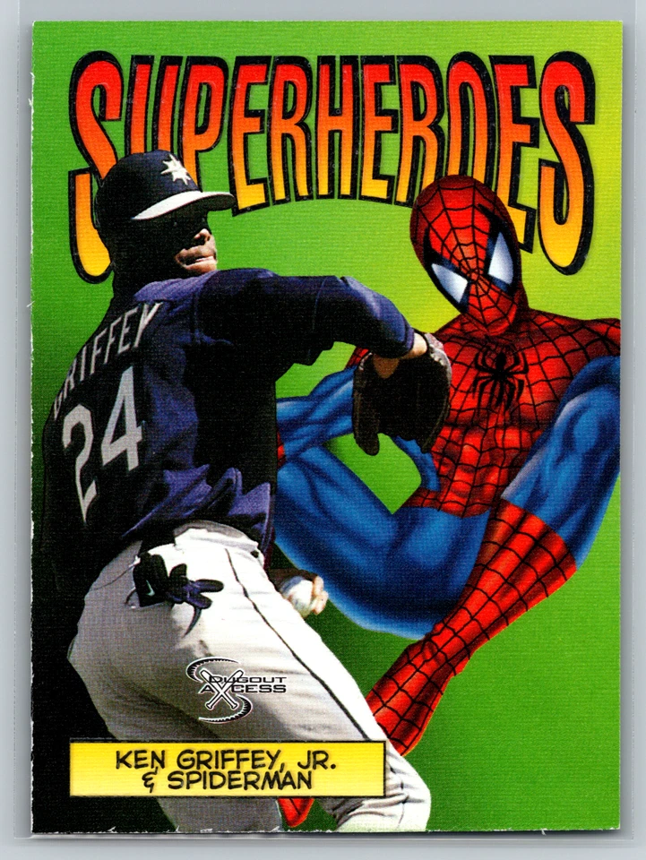 Ken Griffey Jr & Spiderman 1998 Skybox Dugout Axcess Superheroes #3 - Image 1 of 2