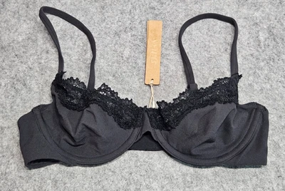 SKIMS fits everybody lace unlined demi bra onyx/black women size 32B - Image 1 of 4
