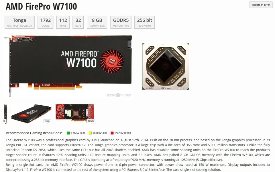 AMD FirePro W7100 8GB GDDR5 Graphics Card ✅4x Display Port ✅ - Image 1 of 4
